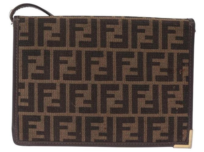 FENDI Zucca Canvas Shoulder Bag Brown Black Auth 212950 - Jerrillo - vista 3