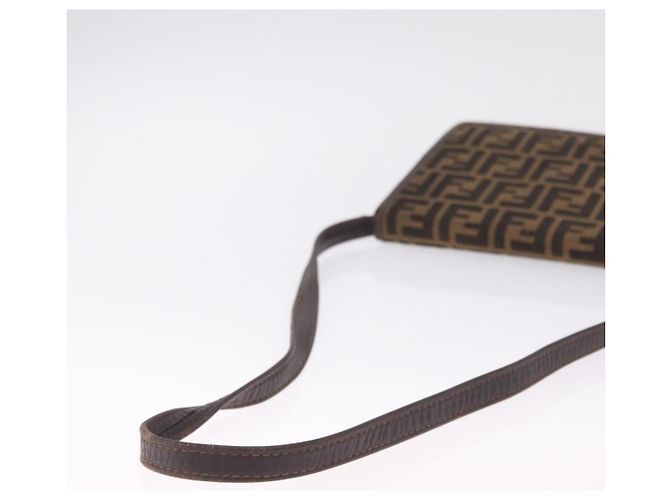 FENDI Zucca Canvas Shoulder Bag Brown Black Auth 212950 - Jerrillo - vista 7