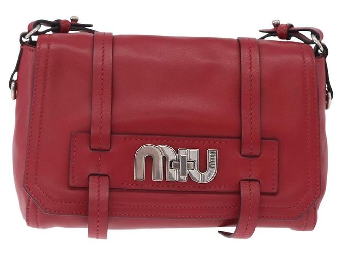 Miu Miu Bolso de Hombro de Cuero Rojo Plata Auth 211468V - Jerrillo - vista 13