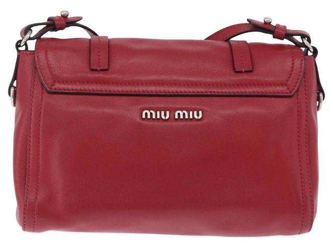 Miu Miu Bolso de Hombro de Cuero Rojo Plata Auth 211468V - Jerrillo - vista 2