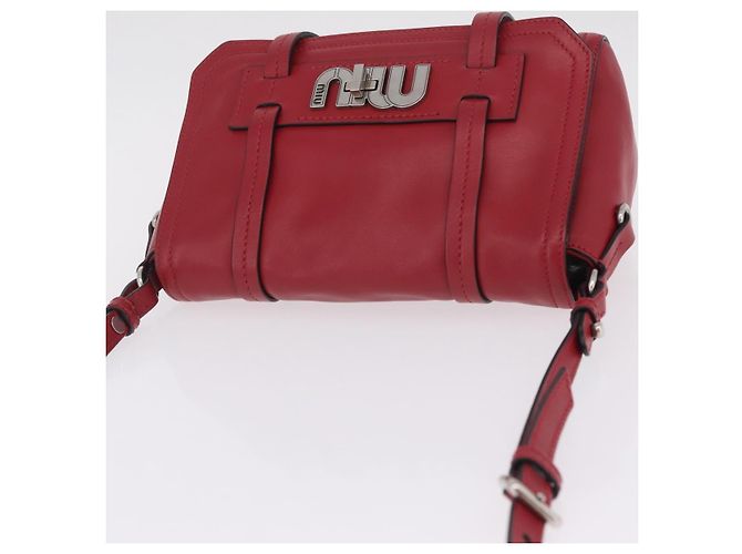 Miu Miu Bolso de Hombro de Cuero Rojo Plata Auth 211468V - Jerrillo - vista 6