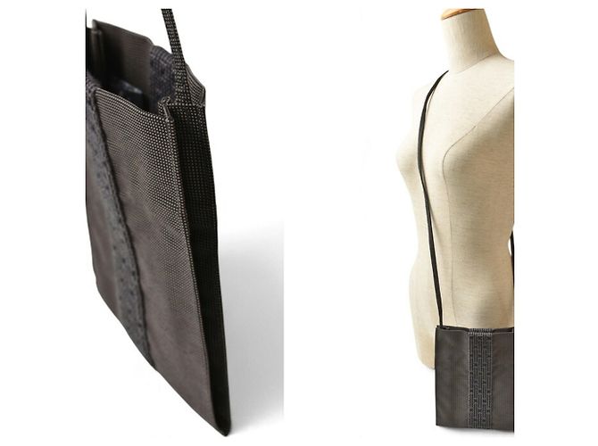 Hermès Hermes Herline Pochette Shoulder Bag - Gray Nylon - Ansicht 3