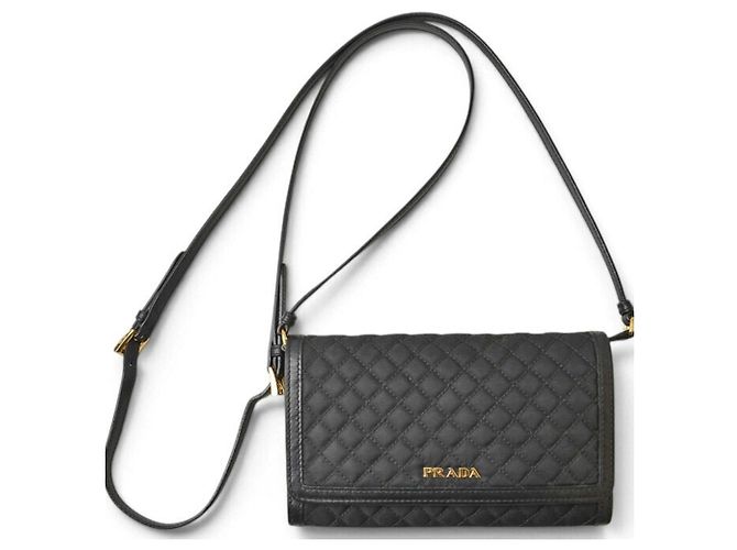 Portafoglio a catena/spalla in nylon nero Prada - vista 3