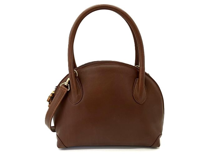 Sac à main Gucci Bamboo en cuir marron - vue 2
