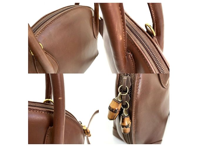 Sac à main Gucci Bamboo en cuir marron - vue 6