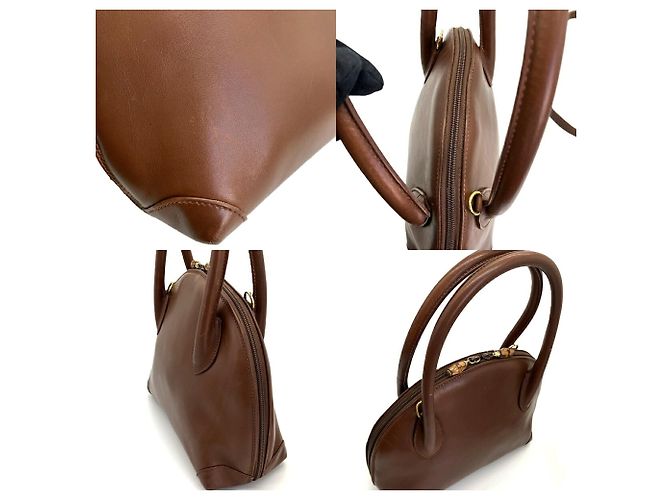 Sac à main Gucci Bamboo en cuir marron - vue 7