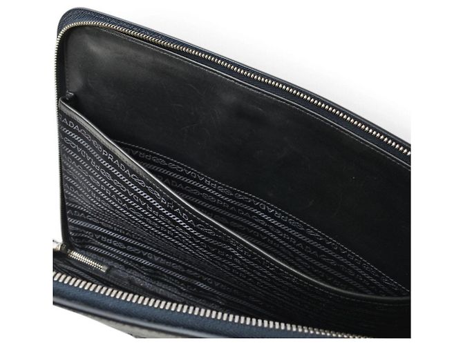 Clutch Prada in pelle Saffiano, Navy - vista 14