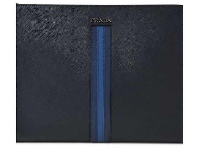 Clutch Prada in pelle Saffiano, Navy - vista 2