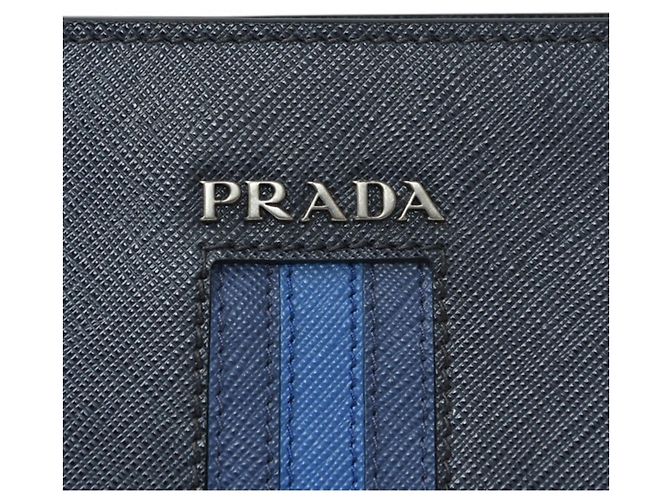Clutch Prada in pelle Saffiano, Navy - vista 3