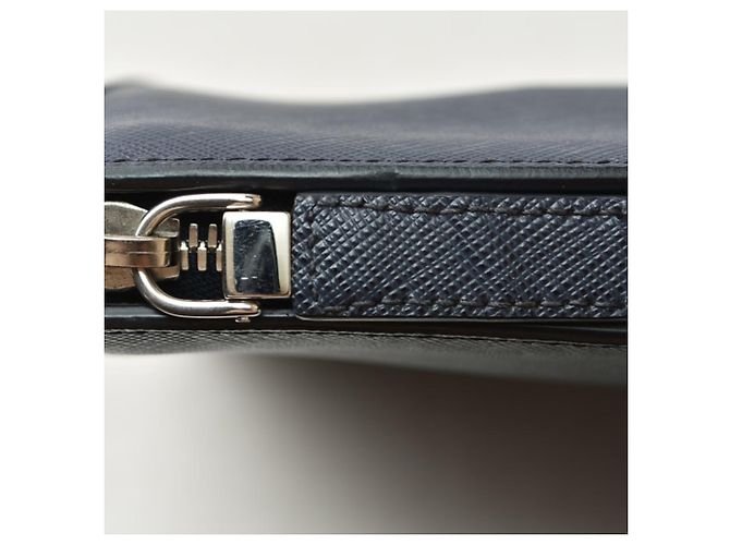 Clutch Prada in pelle Saffiano, Navy - vista 4