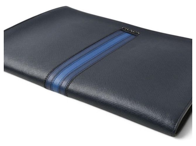 Clutch Prada in pelle Saffiano, Navy - vista 6