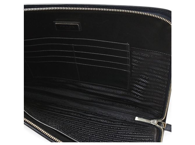 Clutch Prada in pelle Saffiano, Navy - vista 8