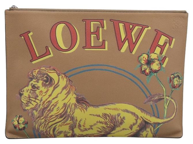 LOEWE Clutch-Tasche Leder Braun Silber Auth 210375M - Jerrillo - Ansicht 13