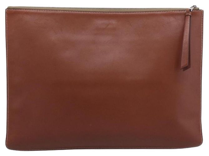 LOEWE Clutch-Tasche Leder Braun Silber Auth 210375M - Jerrillo - Ansicht 2