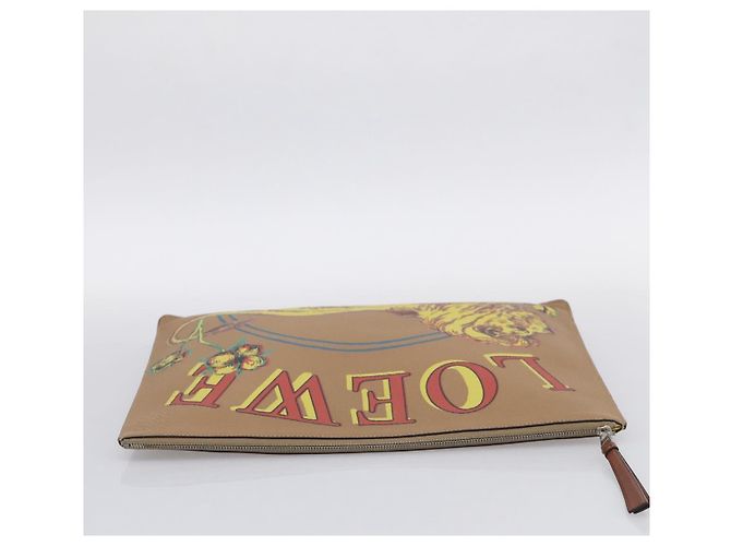 LOEWE Clutch-Tasche Leder Braun Silber Auth 210375M - Jerrillo - Ansicht 5