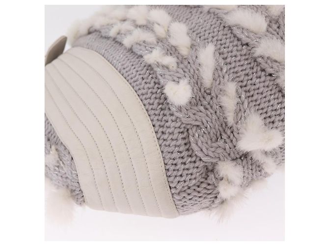 Salvatore Ferragamo Shoulder Bag Wool Knitted Fabrics Gray Silver Auth 212936V - Jerrillo - vista 15