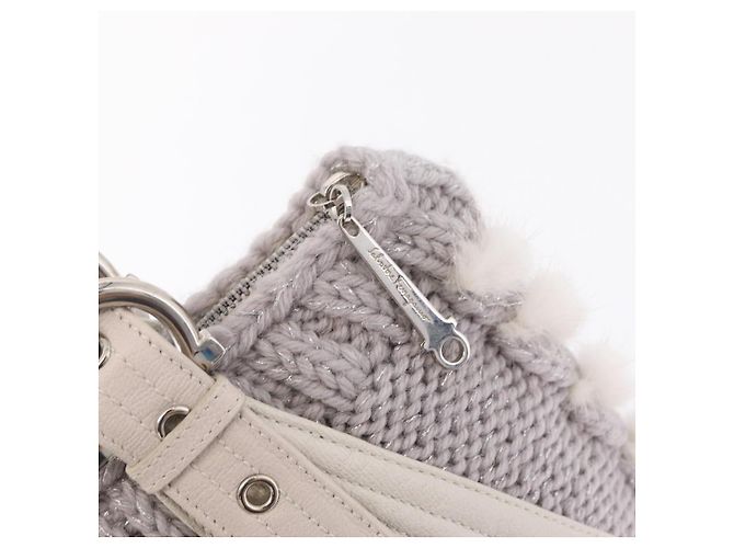 Salvatore Ferragamo Shoulder Bag Wool Knitted Fabrics Gray Silver Auth 212936V - Jerrillo - vista 17