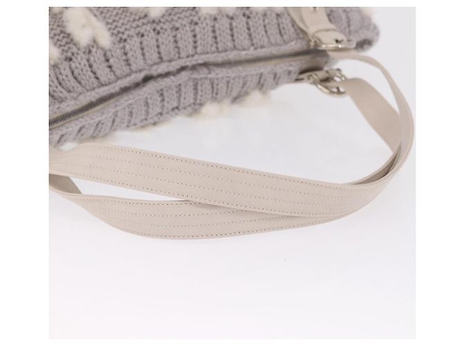 Salvatore Ferragamo Shoulder Bag Wool Knitted Fabrics Gray Silver Auth 212936V - Jerrillo - vista 7