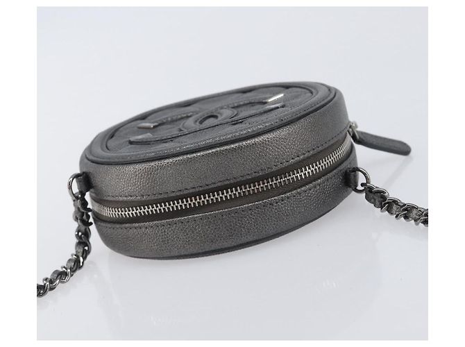 CHANEL Matelasse Chain Shoulder Bag Caviar Skin Gray Silver CC Auth 213364M - Jerrillo - vista 6