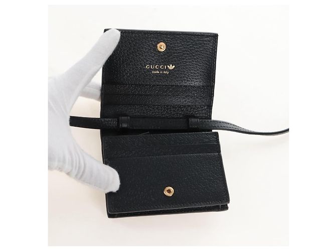 GUCCI Adidas Collaboration Shoulder Wallet Leather Black 702248 Auth 210520M - Jerrillo - vista 16
