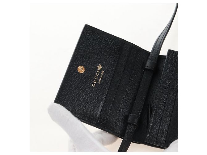 GUCCI Adidas Collaboration Shoulder Wallet Leather Black 702248 Auth 210520M - Jerrillo - vista 18