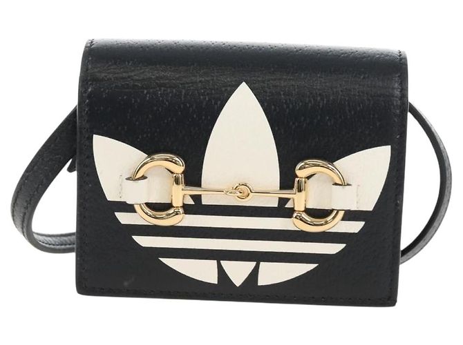 GUCCI Adidas Collaboration Shoulder Wallet Leather Black 702248 Auth 210520M - Jerrillo - vista 2
