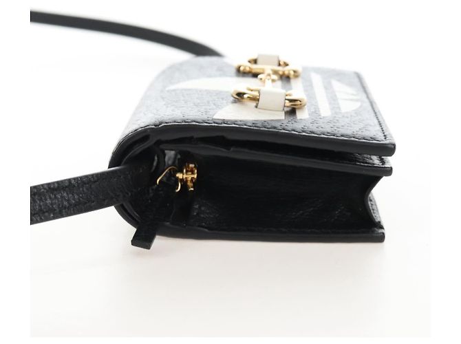GUCCI Adidas Collaboration Shoulder Wallet Leather Black 702248 Auth 210520M - Jerrillo - vista 4
