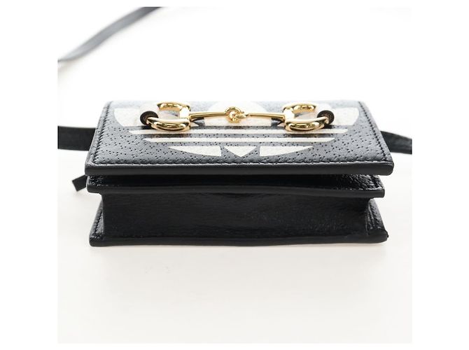 GUCCI Adidas Collaboration Shoulder Wallet Leather Black 702248 Auth 210520M - Jerrillo - vista 9
