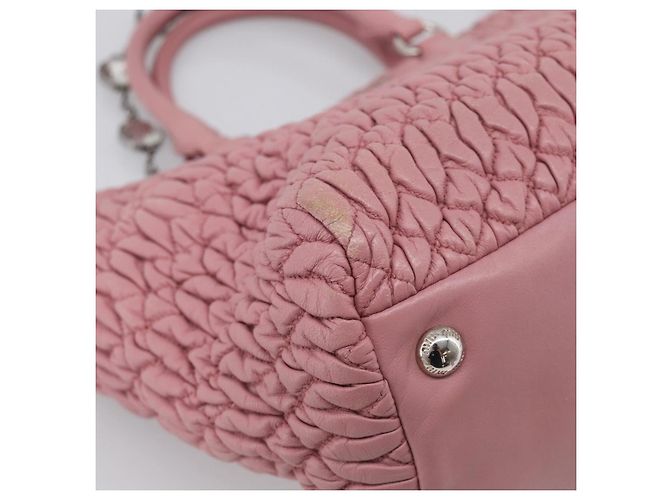 Miu Miu Matelasse Shoulder Bag Leather Pink Silver Auth 213404 - Jerrillo - vista 15