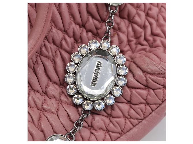 Miu Miu Matelasse Shoulder Bag Leather Pink Silver Auth 213404 - Jerrillo - vista 18