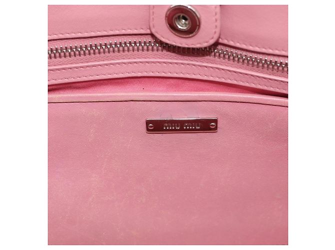 Miu Miu Matelasse Shoulder Bag Leather Pink Silver Auth 213404 - Jerrillo - vista 20