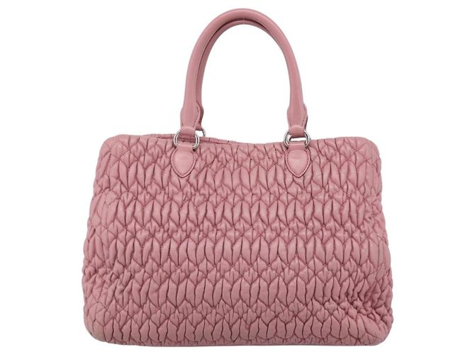 Miu Miu Matelasse Shoulder Bag Leather Pink Silver Auth 213404 - Jerrillo - vista 3