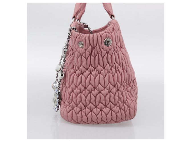 Miu Miu Matelasse Shoulder Bag Leather Pink Silver Auth 213404 - Jerrillo - vista 5