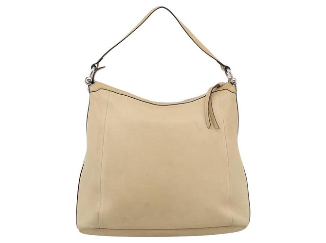 GUCCI Bamboo Shoulder Bag Leather Beige Silver Auth 213389A - Jerrillo - vista 2