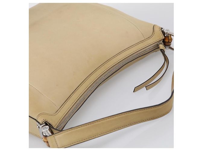 GUCCI Bamboo Shoulder Bag Leather Beige Silver Auth 213389A - Jerrillo - vista 6