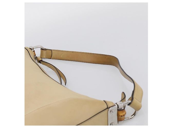 GUCCI Bamboo Shoulder Bag Leather Beige Silver Auth 213389A - Jerrillo - vista 8