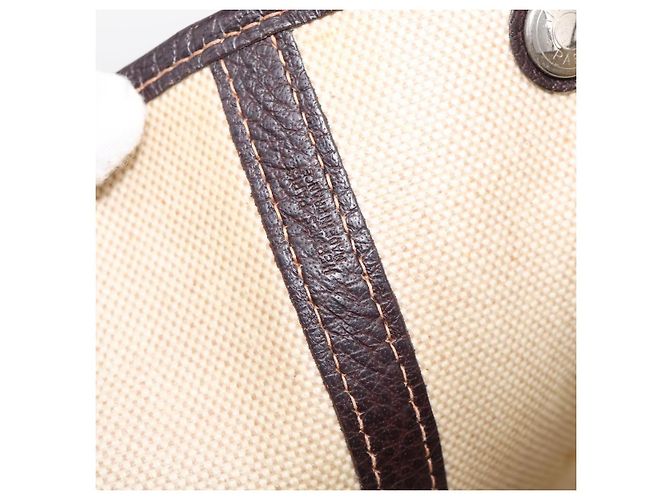 Hermès HERMES Garden Party Hand Bag Canvas Beige Silver Auth 213429 - Jerrillo - vista 17