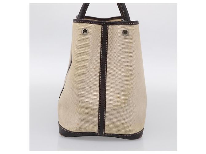 Hermès HERMES Garden Party Hand Bag Canvas Beige Silver Auth 213429 - Jerrillo - vista 4