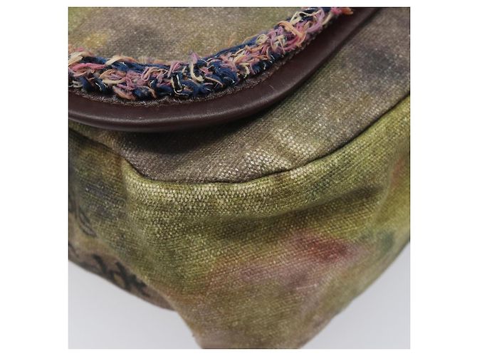 CHANEL Embroidery Graffiti Messenger bag Canvas Khaki Silver CC Auth 121518SM - Jerrillo - vista 11