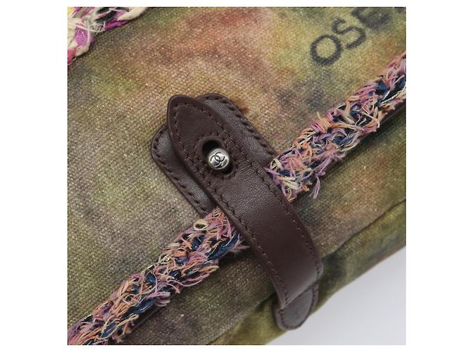 CHANEL Embroidery Graffiti Messenger bag Canvas Khaki Silver CC Auth 121518SM - Jerrillo - vista 18
