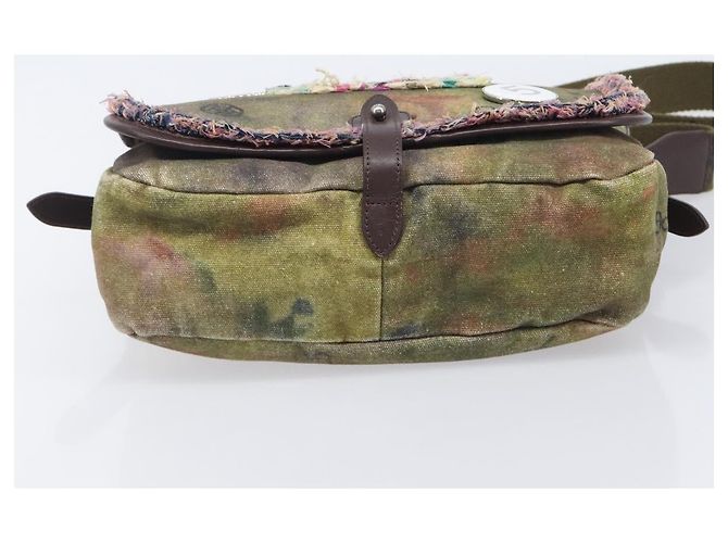 CHANEL Embroidery Graffiti Messenger bag Canvas Khaki Silver CC Auth 121518SM - Jerrillo - vista 9