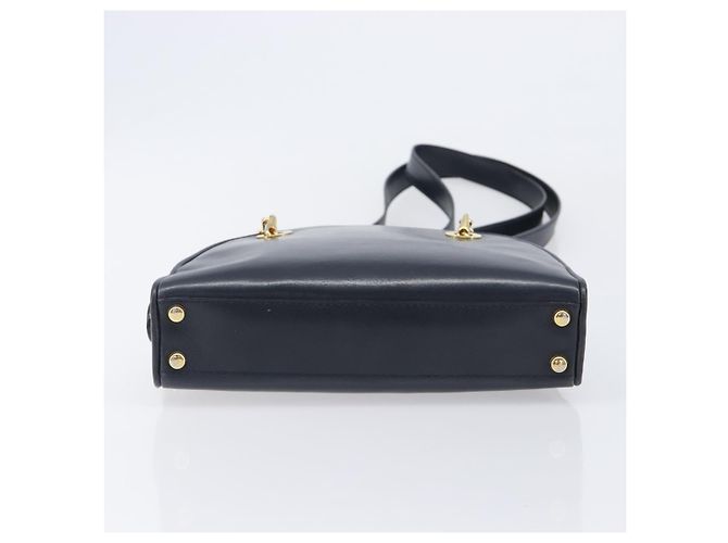 Céline CELINE Circle Chain Shoulder Bag Leather Navy Gold Auth 210950 - Jerrillo - vista 10