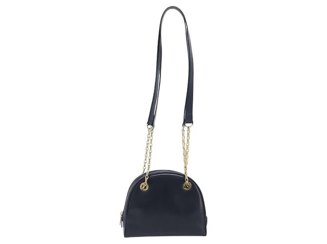 Céline CELINE Circle Chain Shoulder Bag Leather Navy Gold Auth 210950 - Jerrillo - vista 2