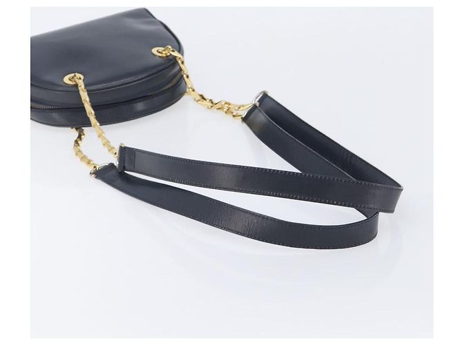 Céline CELINE Circle Chain Shoulder Bag Leather Navy Gold Auth 210950 - Jerrillo - vista 7