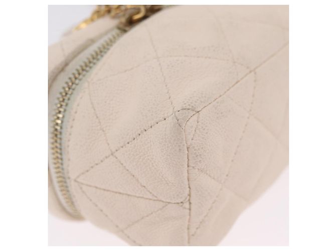CHANEL Matelasse Vanity Chain Shoulder Pouch Caviar Skin White CC Auth 207090V - Jerrillo - vista 10