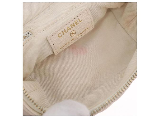 CHANEL Matelasse Vanity Chain Shoulder Pouch Caviar Skin White CC Auth 207090V - Jerrillo - vista 11