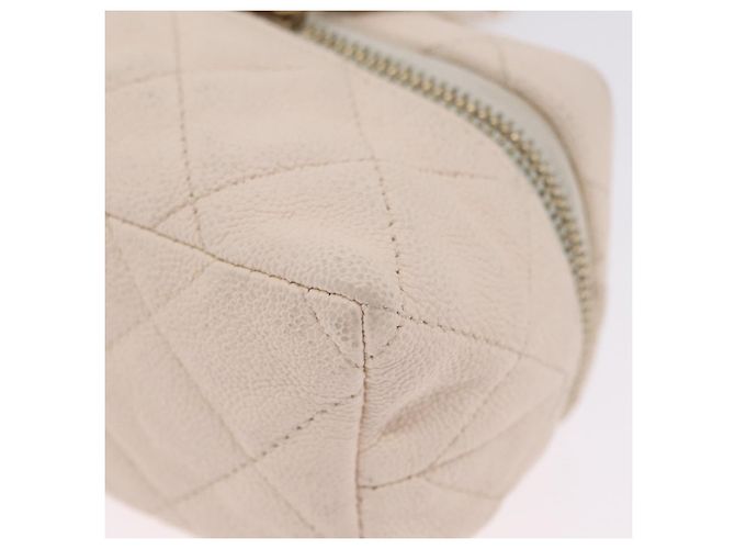 CHANEL Matelasse Vanity Chain Shoulder Pouch Caviar Skin White CC Auth 207090V - Jerrillo - vista 17
