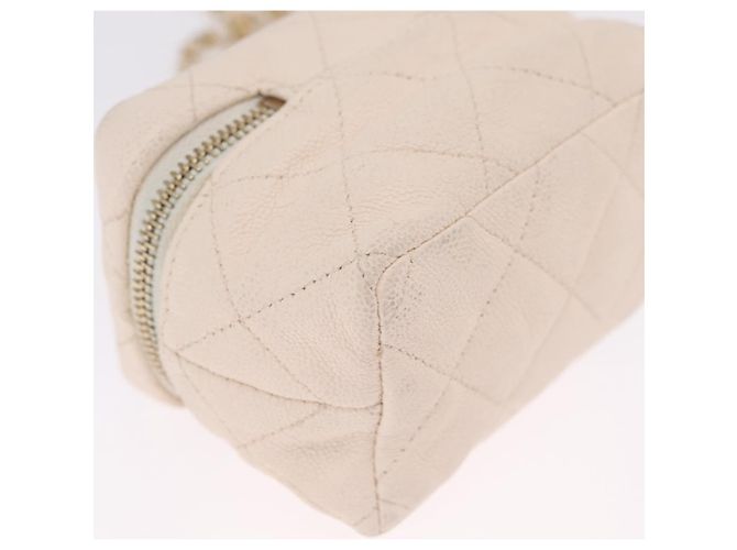 CHANEL Matelasse Vanity Chain Shoulder Pouch Caviar Skin White CC Auth 207090V - Jerrillo - vista 18
