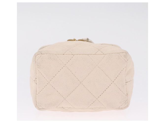 CHANEL Matelasse Vanity Chain Shoulder Pouch Caviar Skin White CC Auth 207090V - Jerrillo - vista 5