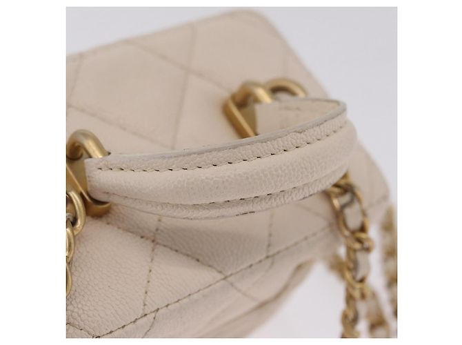 CHANEL Matelasse Vanity Chain Shoulder Pouch Caviar Skin White CC Auth 207090V - Jerrillo - vista 7